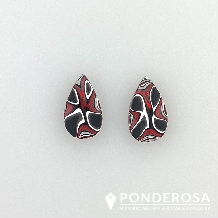 Fordite Earrings - Red/Black