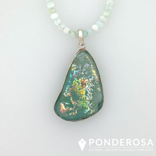 RG Front Roman Glass and Aquamarine - Bright Patina