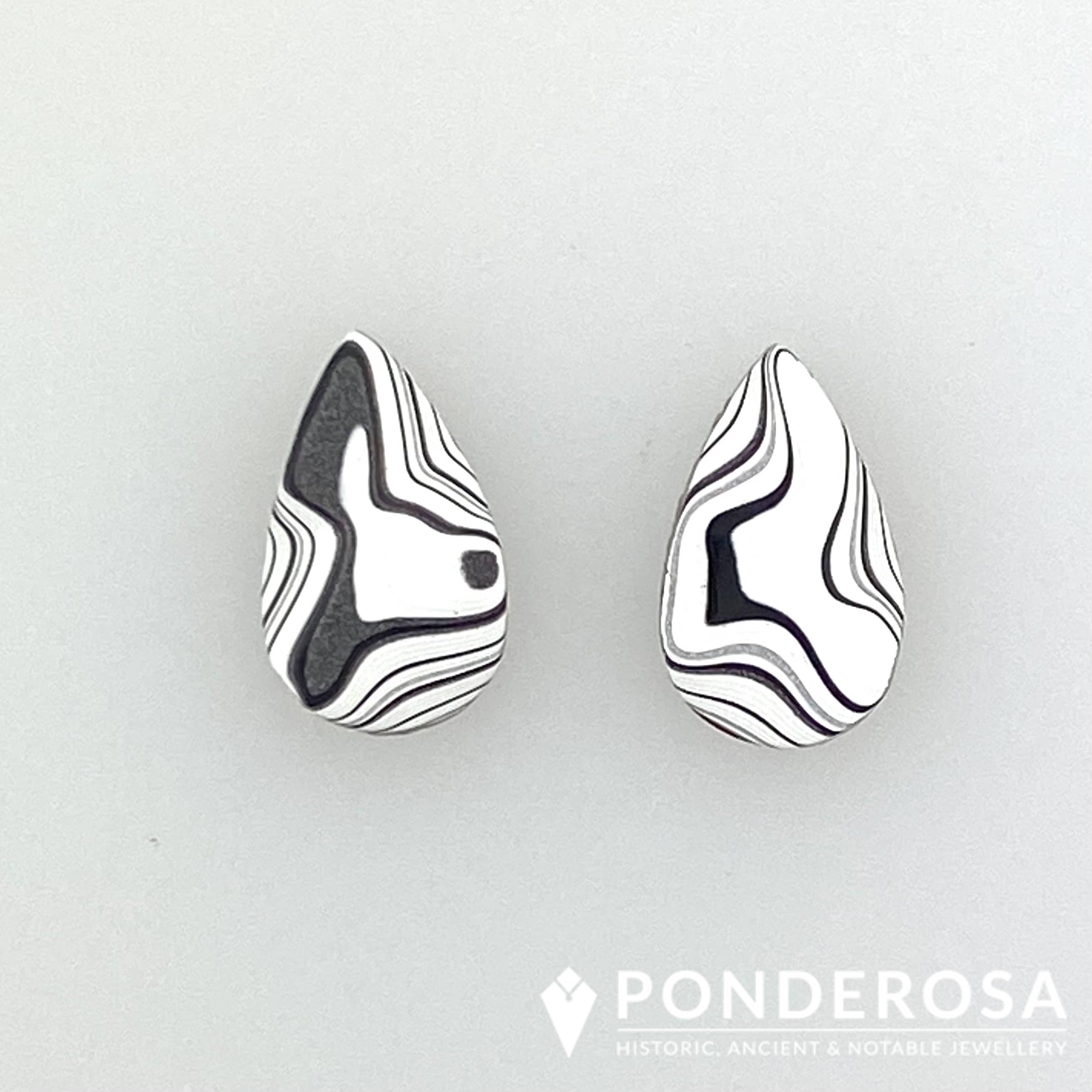 Fordite Earrings - White/Silver