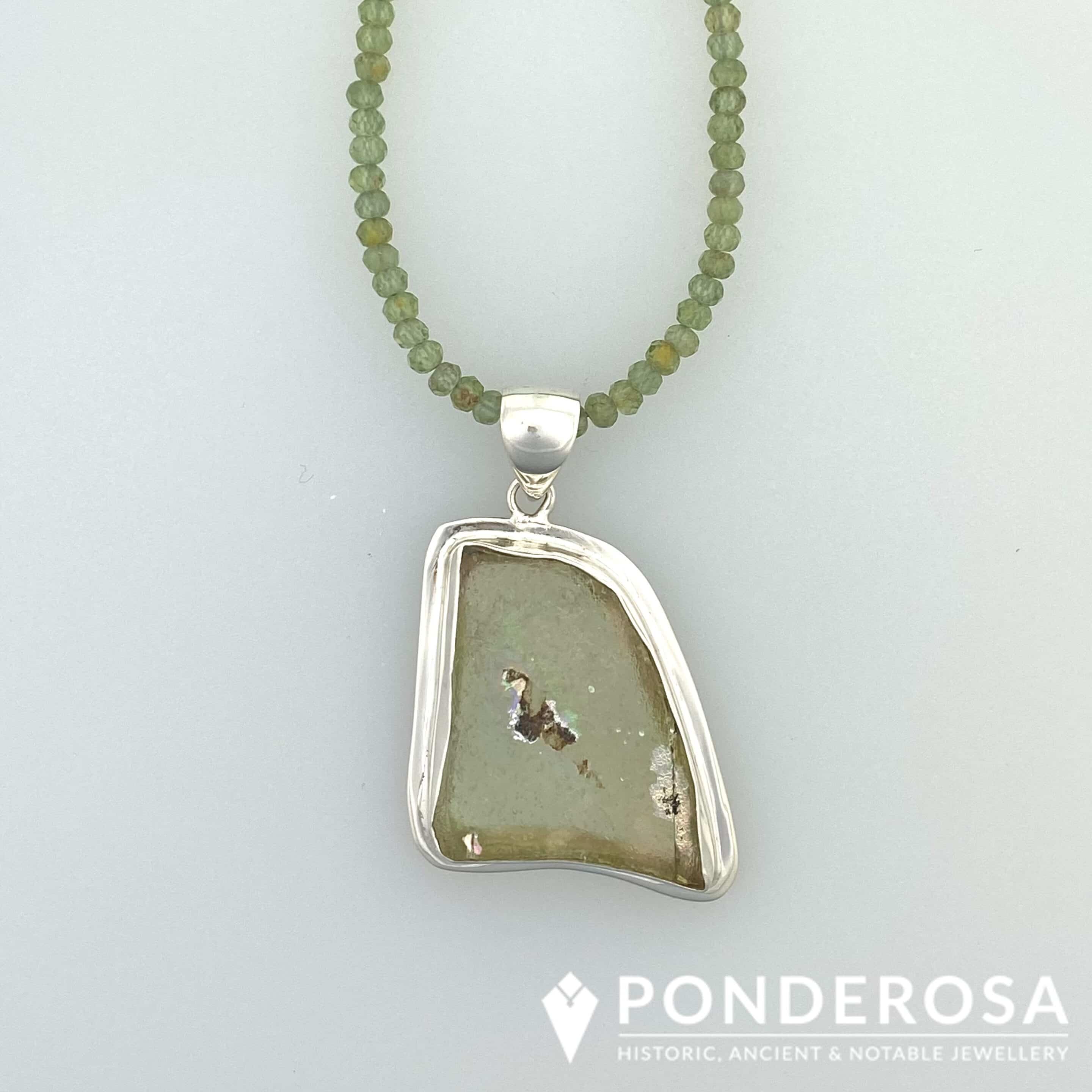 Roman Glass & Green Apatite Stones