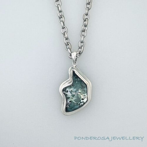 RG 1 Roman Glass Pendant - Long Silver Chain