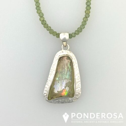 Green RG Hammered Roman Glass & Apatite Stones