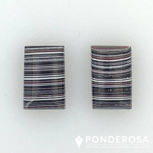Fordite Ear 1 Fordite Earrings - Black Stripe