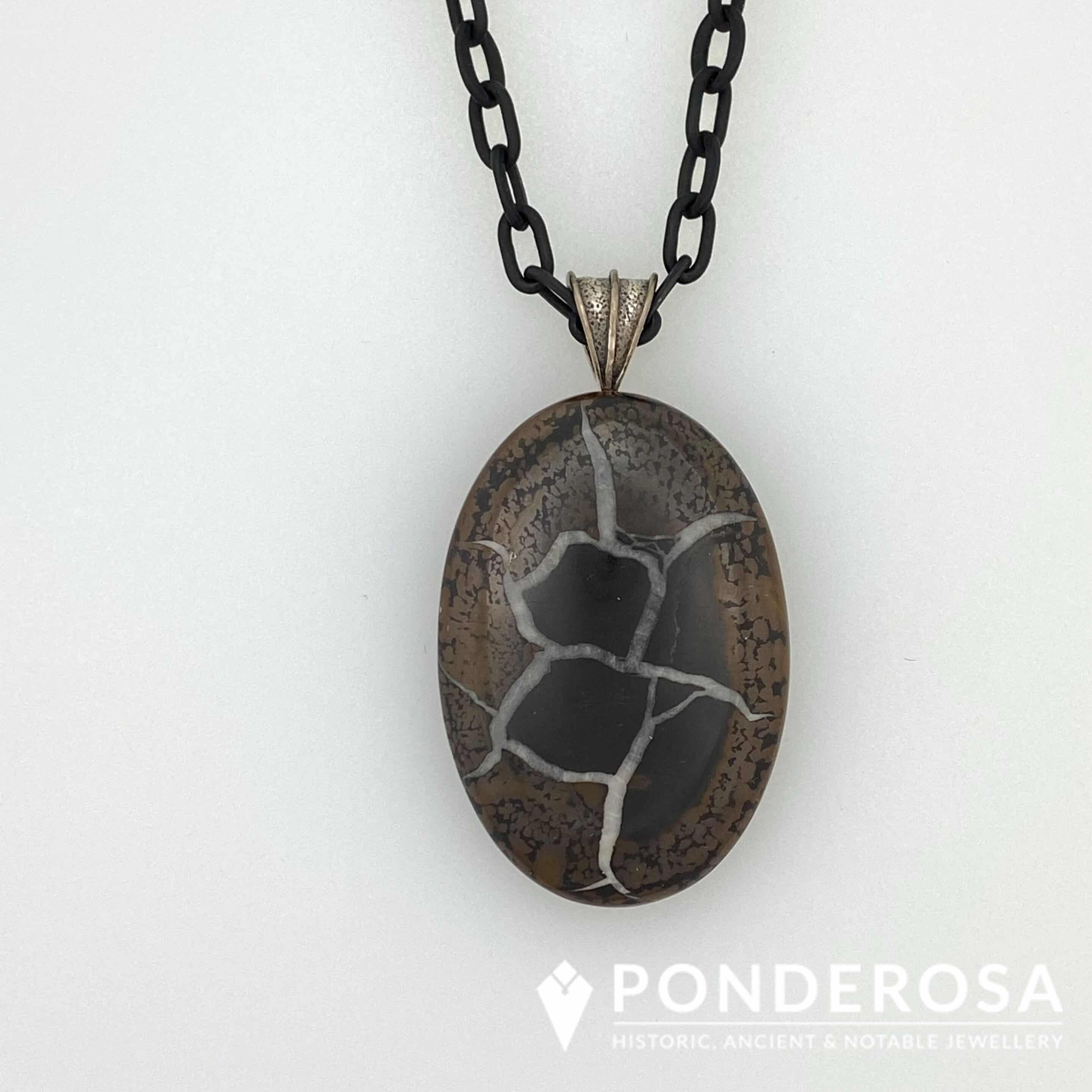 Mud Fossil Stone Pendant - Oval