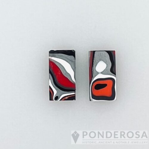 Fordite 3 Fordite Earrings - Red/Silver
