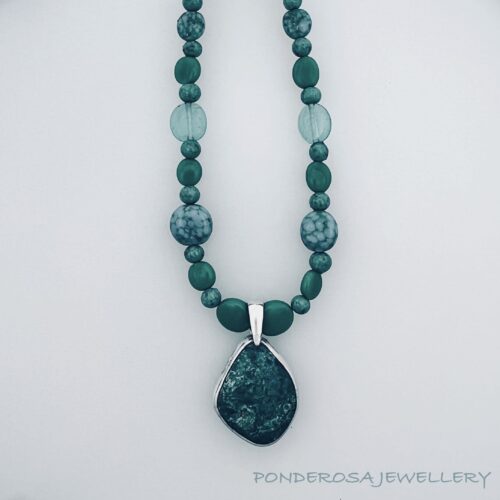 Azuritre Stone and Venetian Glass Necklace