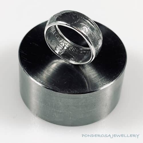 Leaves and Crown Silver Coin Ring - Canada Fifty Cent (1911 - 1936)