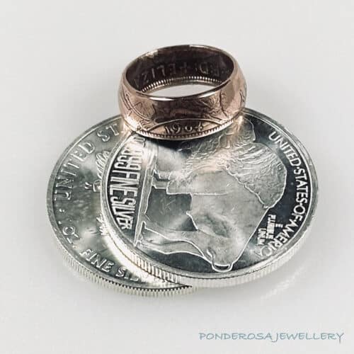 Great Britain One Penny Coin Ring - (1964)