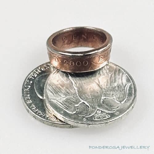 British 2 Pence Coin Ring - (2000)