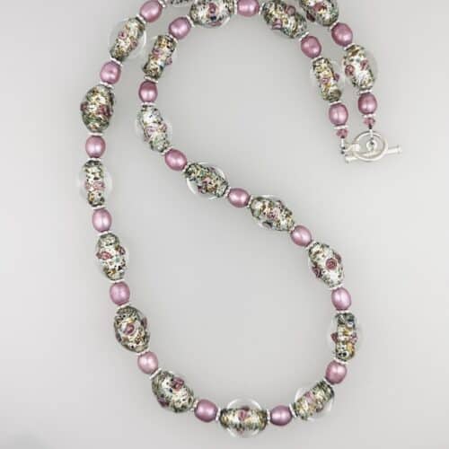 Pink Venetian Venetian Glass Beads and Pink Pearls