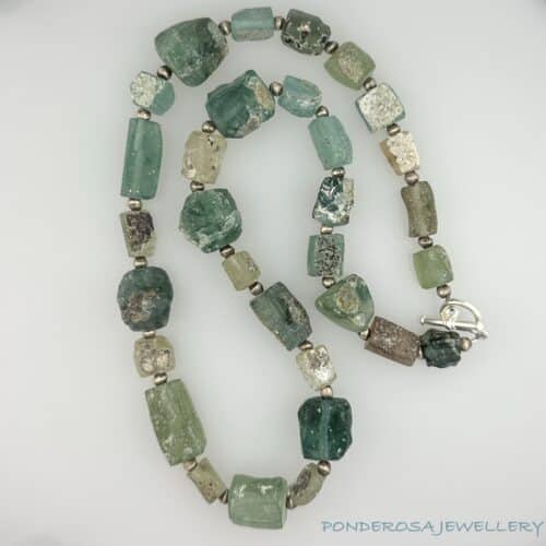 RG 1 Natural Roman Glass Necklace - Green/Blue