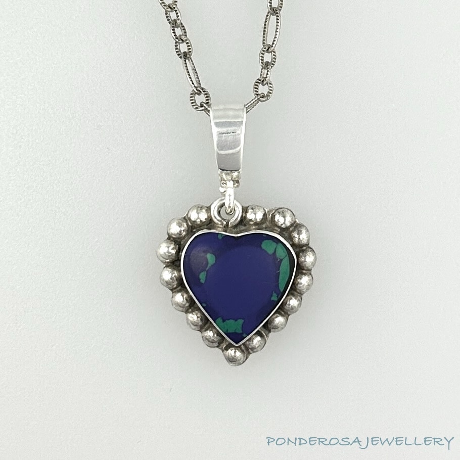 Stone Heart Necklace - Lapis and Turquorise