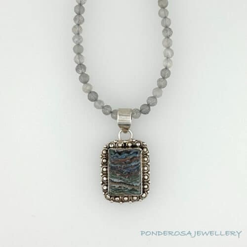 Blue Striped Stone Pendant