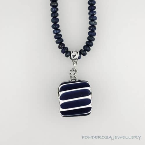 Chevron Bead and Lapis Stone Necklace