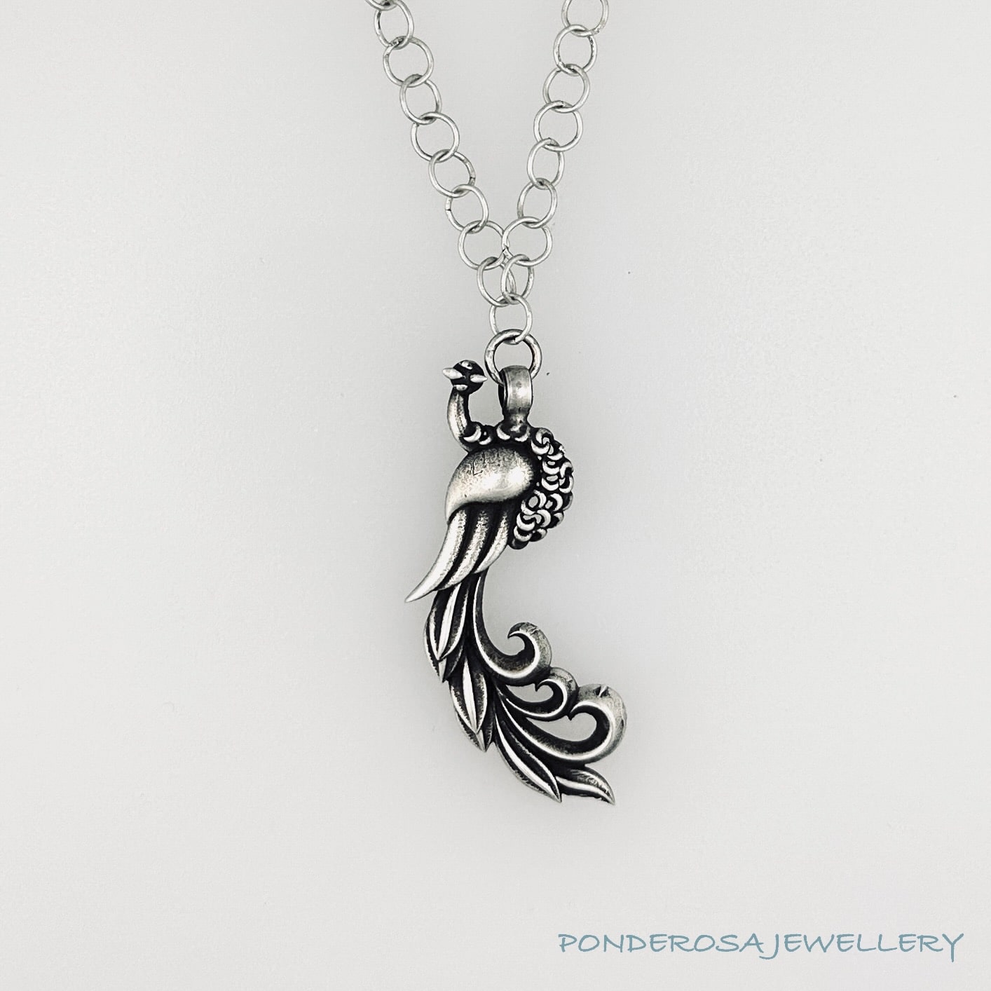 Silver Peacock Necklace
