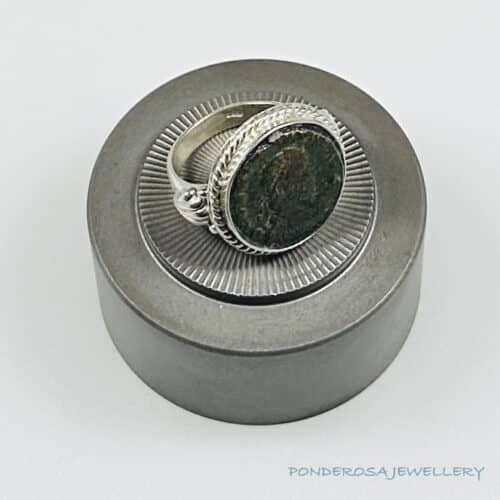 Bronze Roman Coin Ring - Dot Ring