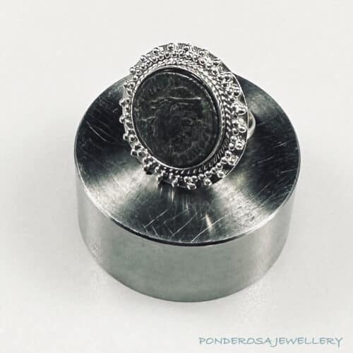 RC 1 Bronze Roman Coin Ring - Round Dots