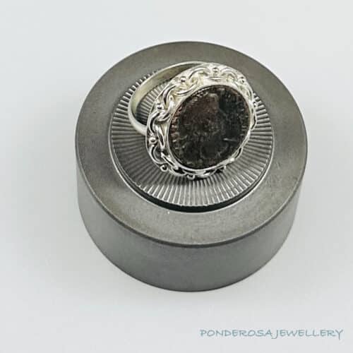 Bronze Roman Coin Ring - Chain