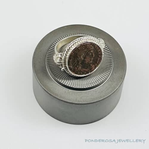 Bronze Roman Coin Ring - Side Pattern